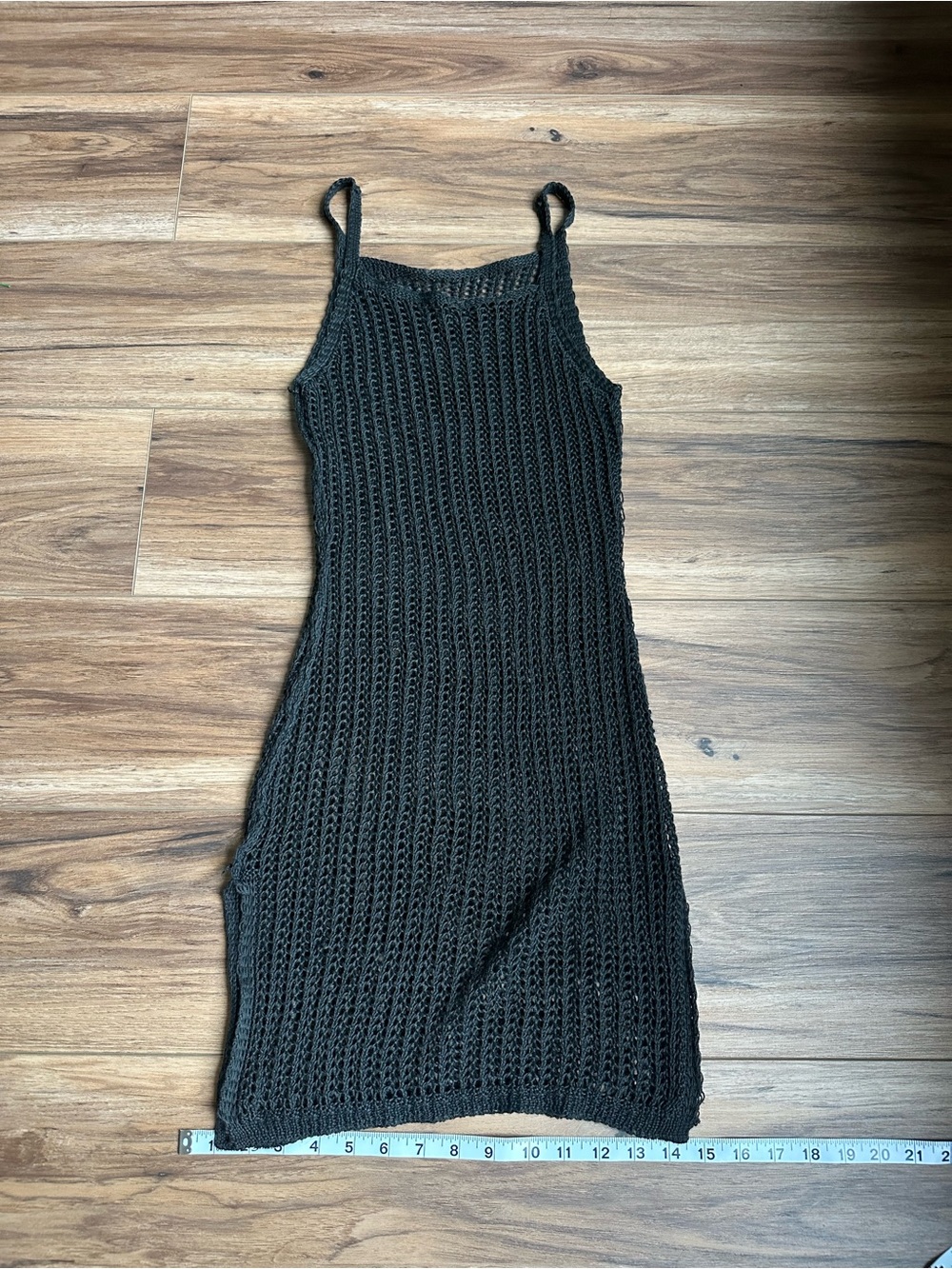 SHEIN Black Open Knit Spaghetti Strap Swim Coverup